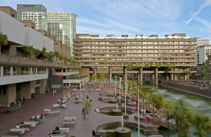 barbican lakeside on a summer evening